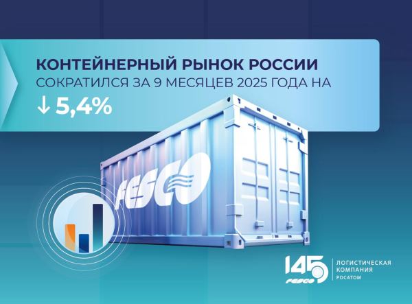Контейнерный рынок России за девять месяцев 2025 года сократился на 5,4%